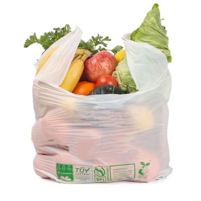 Maglietta di plastica biodegradabile amichevole dei sacchetti della spesa di PLA 100% di Eco su rotolo
